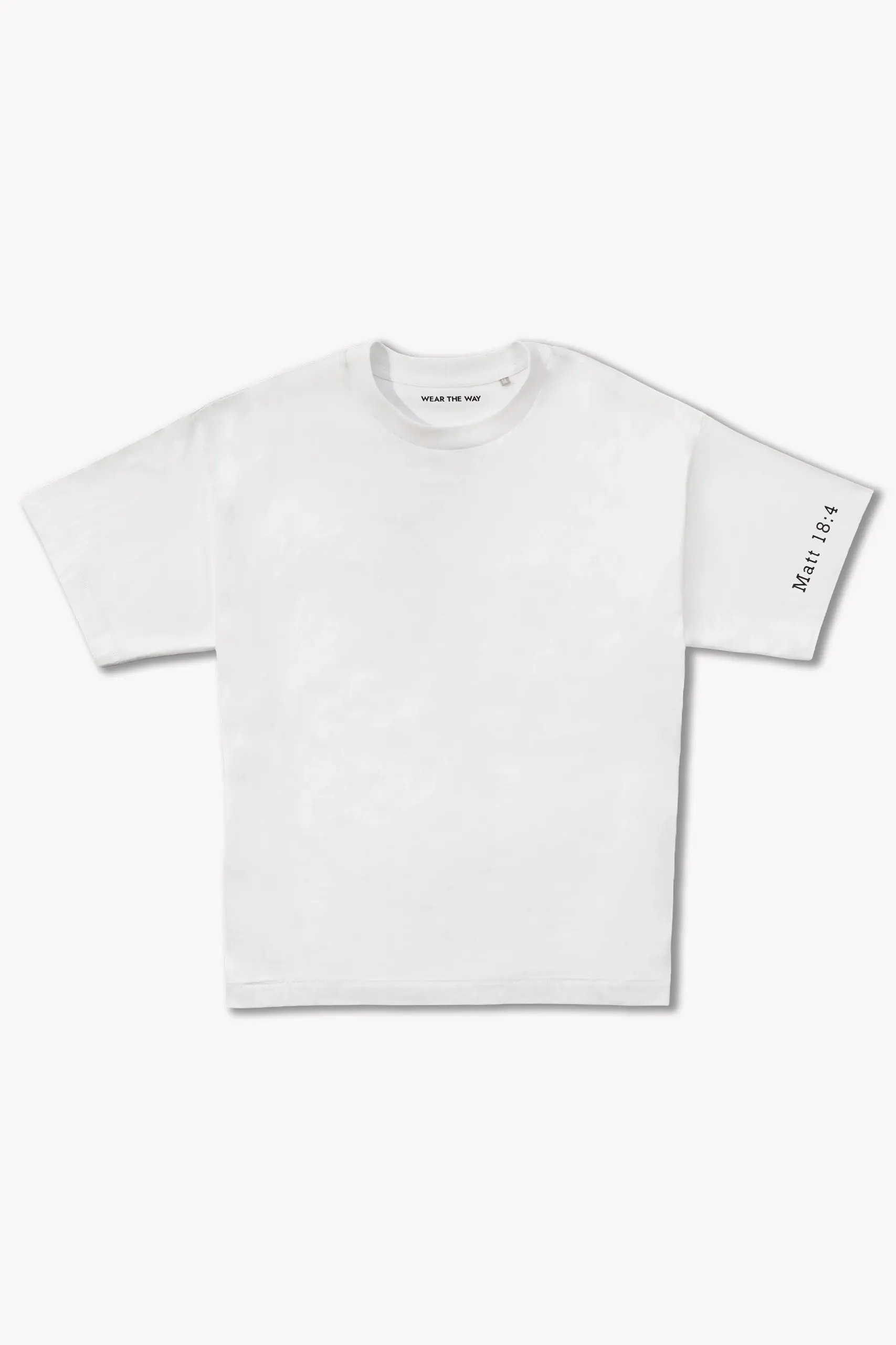 biały t-shirt oversize z napisem "Become like a child" z przodu, WEAR THE WAY