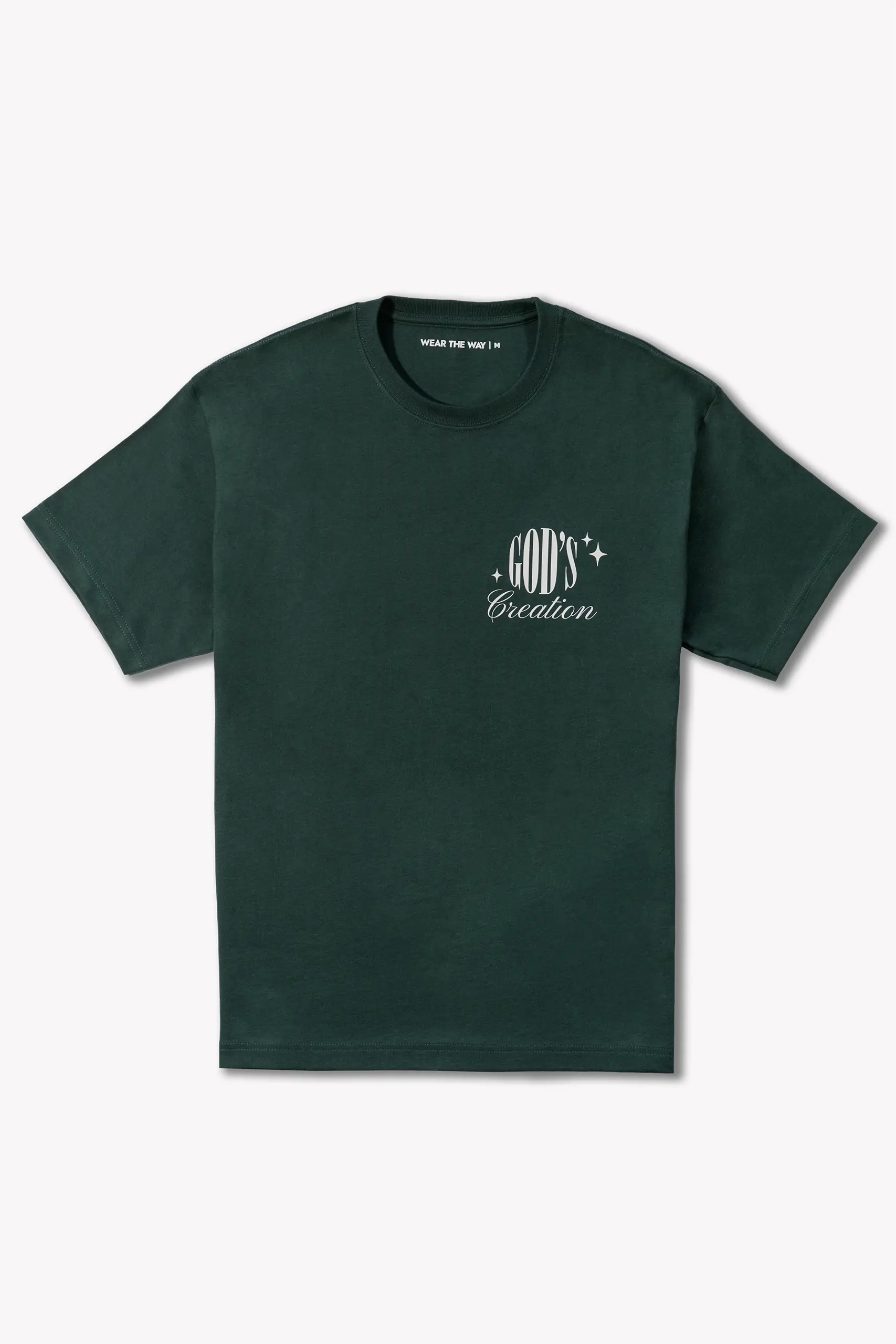 ciemnozielony t-shirt relaxed fit "Creation", widok z przodu, WEAR THE WAY