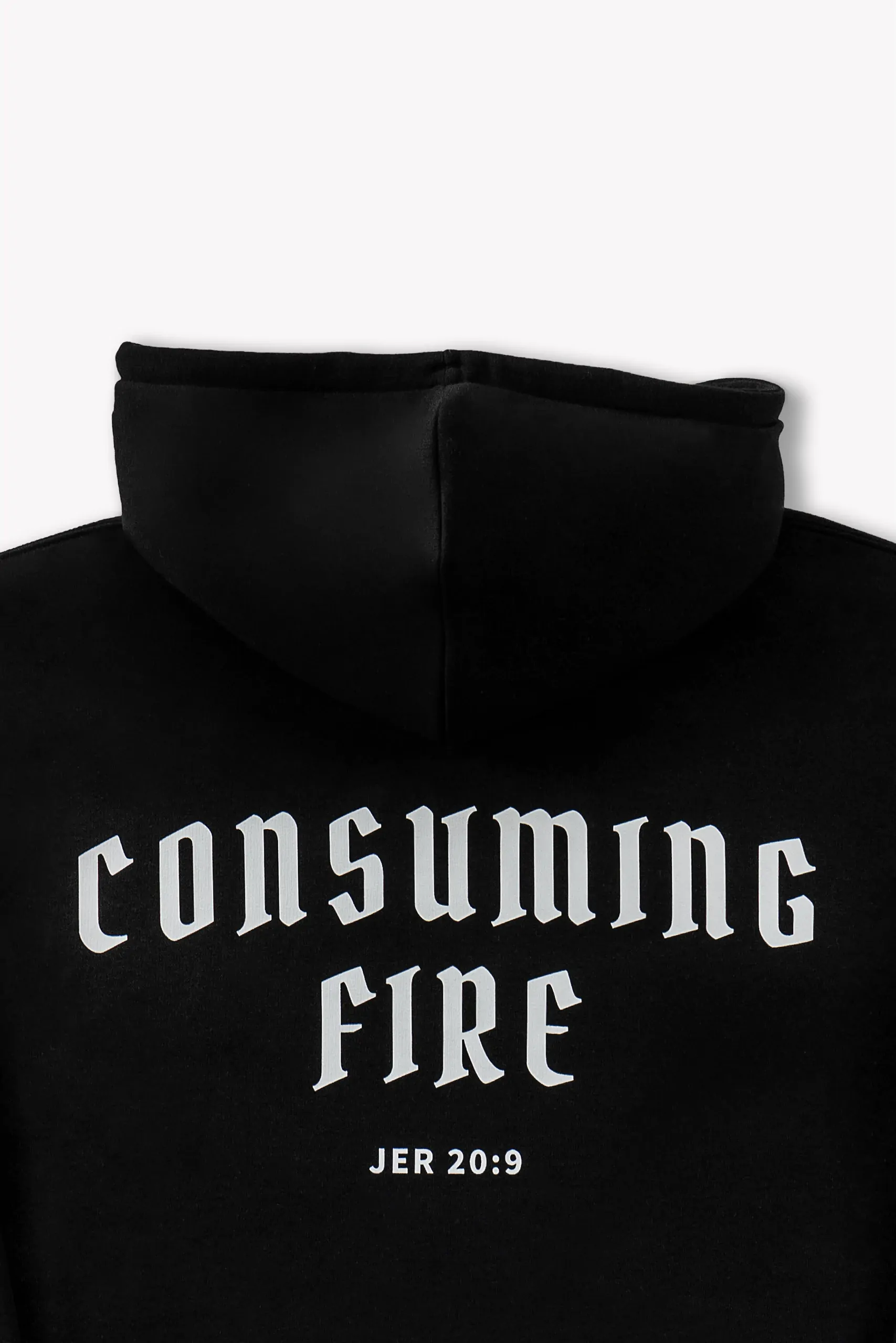 czarna bluza z kapturem "Consuming Fire", zbliżenie na tył, WEAR THE WAY