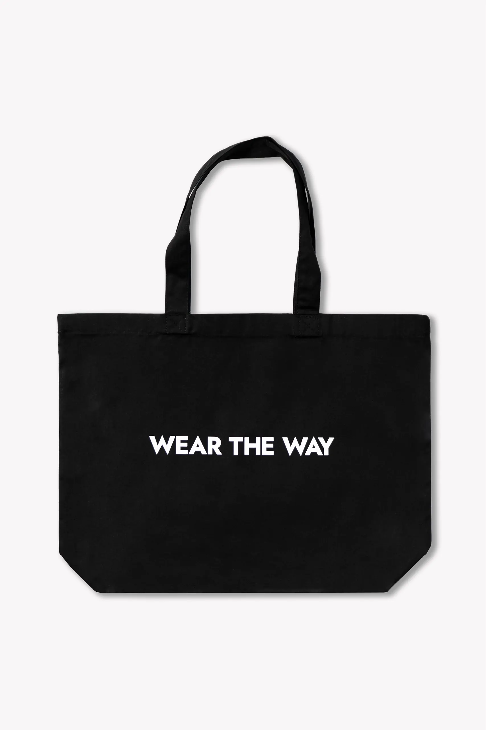 czarna bawełniana torba z napisem "Wear the Way" widok z przodu, WEAR THE WAY